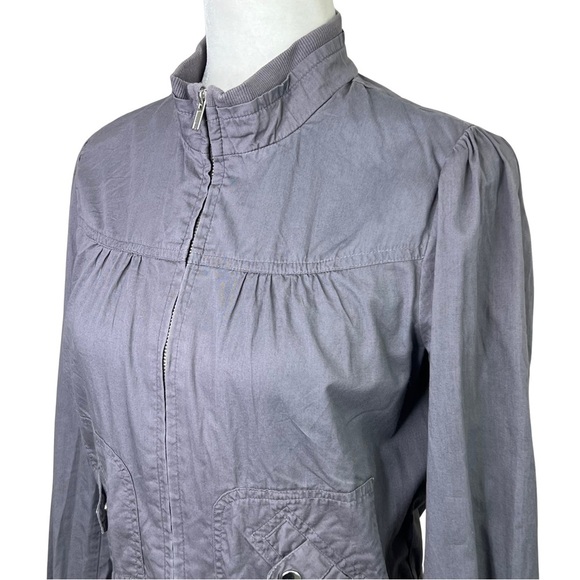 Forever 21 Retro Bomber Jacket Zip Up Lightweight 80s Coat Gray Women’s Small S - Picture 4 of 16